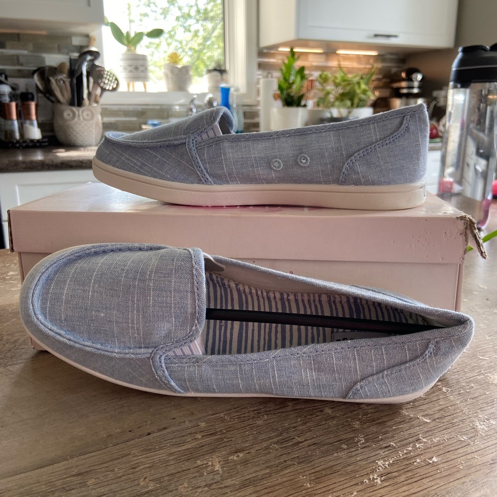 Light denim flats